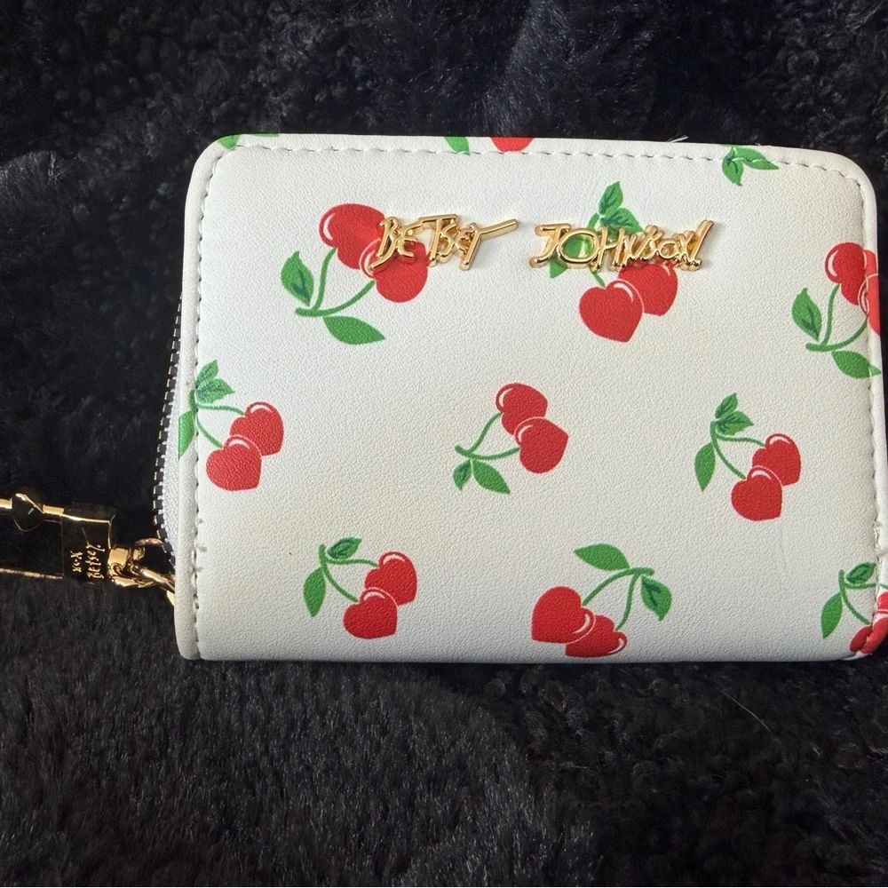 Betsey Johnson White Wallet with Red Cherry Design - Picture 1 of 4